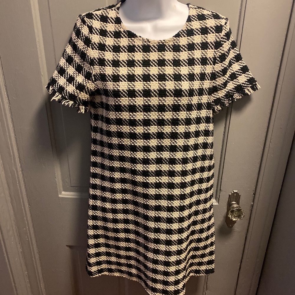 Black and White Gingham Sheath Dress